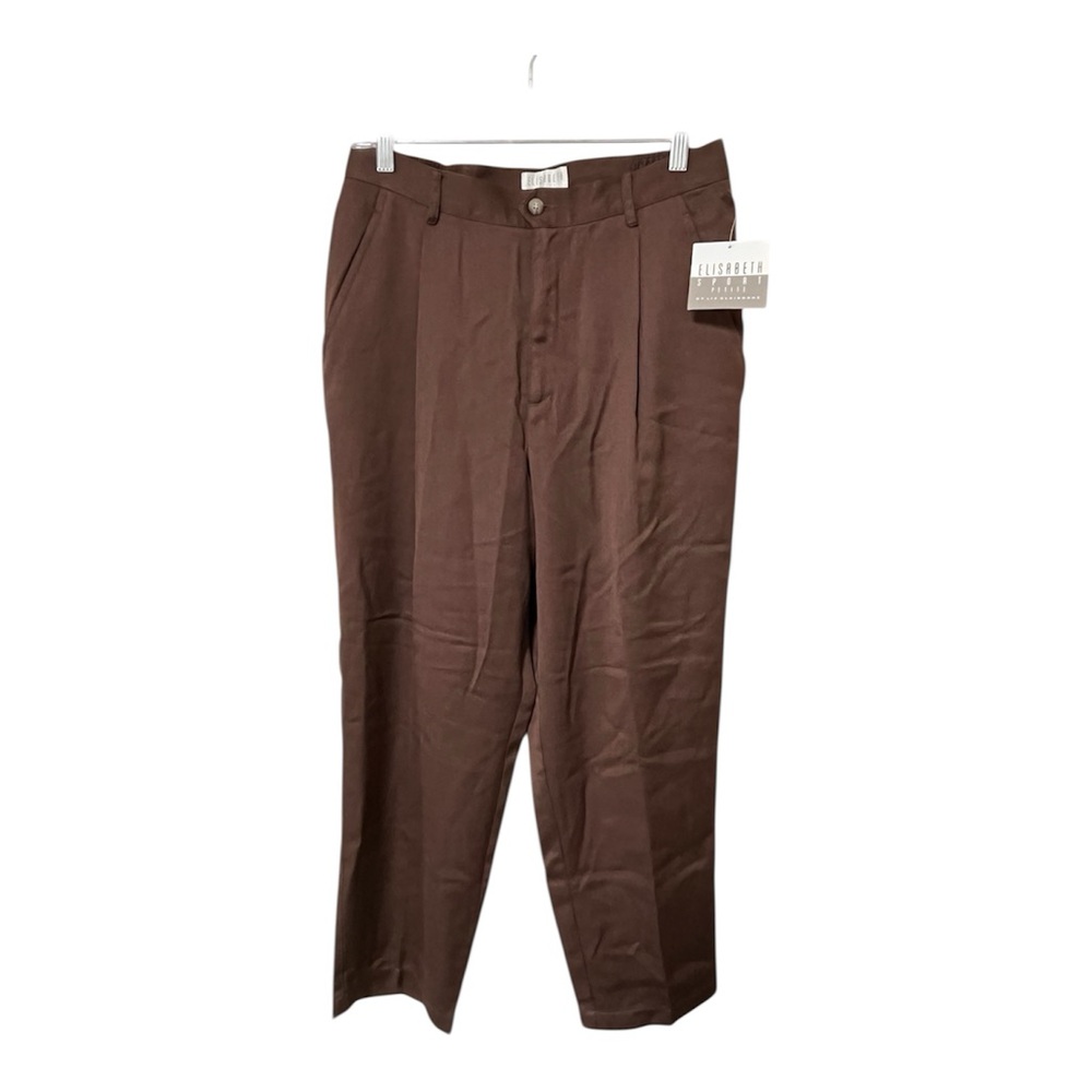 Elisabeth Sport Liz Claiborne Brown Pants Size 14P Petites Pleated NWT